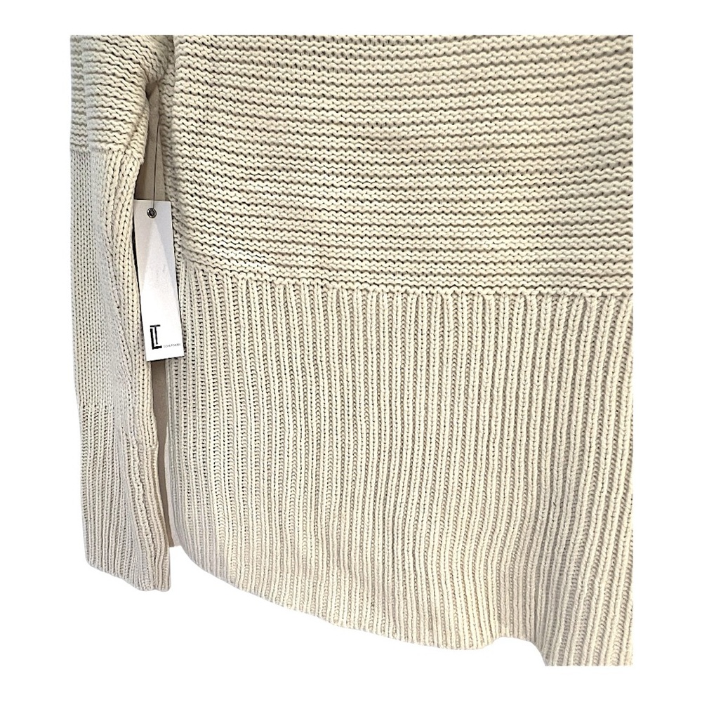 LOVE TOKEN Faux Suede Open Cream Sweater/Cardigan in knitted design NWT SZ MED - Picture 12 of 16